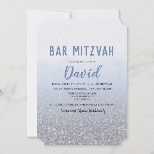 Bar Mitzvah Ombre Blue Invitation (Devant)