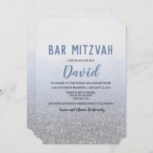 Bar Mitzvah Ombre Blue Invitation