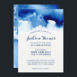 BAR MITZVAH or élégant bleu aquarelle invitation<br><div class="desc">par kat massard >>> kat@simplysweetPAPERIE.com << - - - - - - - - - - - - - - - - - - - - - - - - - - - - - - - - - - - - - - - - - - - - -...</div>