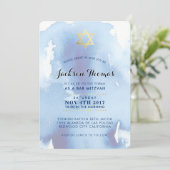BAR MITZVAH or élégant bleu aquarelle invitation (Debout devant)