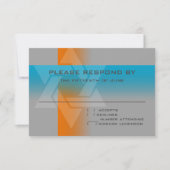 Bar Mitzvah Oranje en Turquoise op elke kleur RSVP Kaartje (Voorkant)