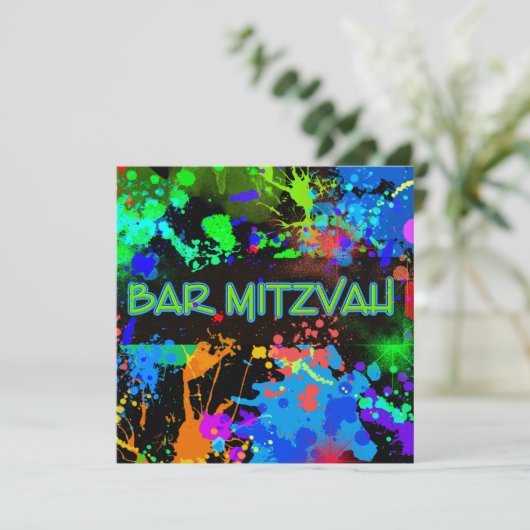 Bar Mitzvah, Peinture Splatter, Invitation de fête (Debout devant)