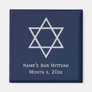 Bar Mitzvah Persoonlijke Magnet - Blauw en Zilver Magneet