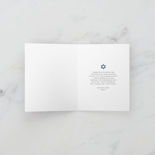 Bar Mitzvah Photo Simple Bold Modern Script Custom Bedankkaart (Binnen)