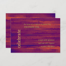 Bar Mitzvah Plum en Oranje Techno Streaks RSVP Kaart
