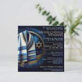 Bar Mitzvah Prière Shawl Stars Invitation (Debout devant)