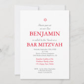 Bar Mitzvah Red Pattern Star van David Jewish Kaart (Voorkant)