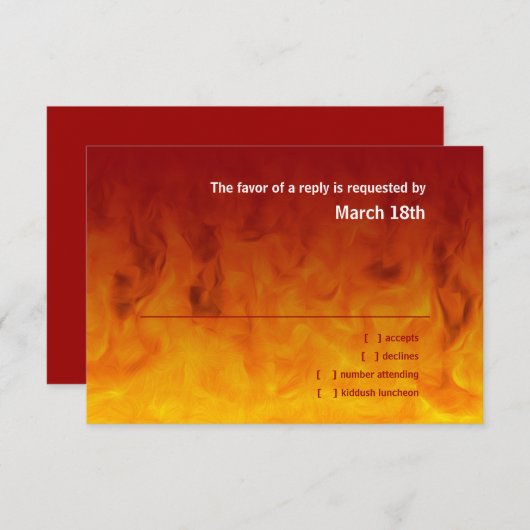 Bar Mitzvah Rouge et orange RSVP (Devant / Derrière)