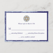 Bar Mitzvah RSVP-kaart blauw en gouden ster