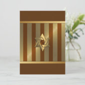 Bar Mitzvah Rust Gold Stripe Star van David Kaart (Staand voorkant)