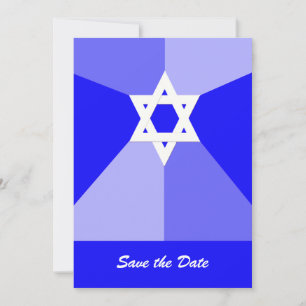 Bar Mitzvah Save the Date Invitation Kaart Blauw