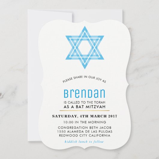 BAR MITZVAH schattige moderne tween ster van david Kaart (Voorkant)