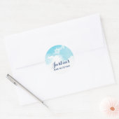 BAR MITZVAH SEAL ster modern aqua blauw waterverf Ronde Sticker (Envelop)