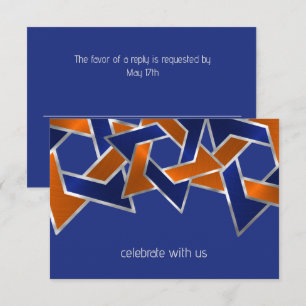 Bar Mitzvah Silver Blue Oranje Star van David RSVP Kaartje