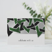 Bar Mitzvah Silver Green Black Star van David Kaart (Staand voorkant)