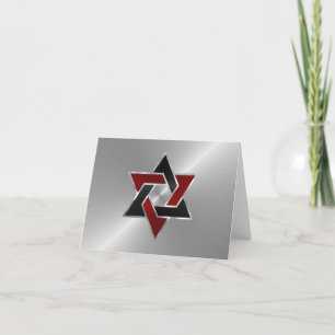 Bar Mitzvah Silver Red Star van David Bedankkaart