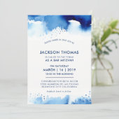 BAR MITZVAH simple invitation d'aquarelle bleue (Debout devant)