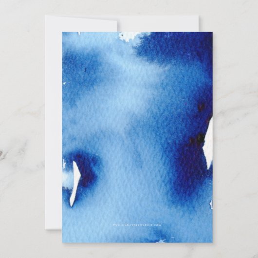 BAR MITZVAH simple invitation d'aquarelle bleue (Dos)