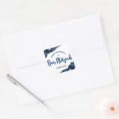 Bar Mitzvah Simple Modern Navy Blue Agate Script Vierkante Sticker (Envelop)