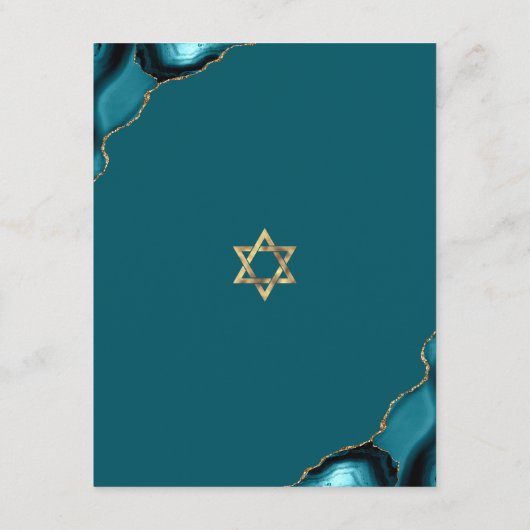 Bar Mitzvah Simple Modern Turquoise Agate Script Informatiekaartje (Achterkant)