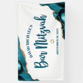 Bar Mitzvah Simple Modern Turquoise Agate Script Spandoek (Verticaal)
