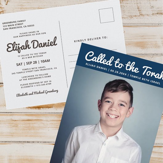 Bar Mitzvah Simple Photo personnalisée Invitation