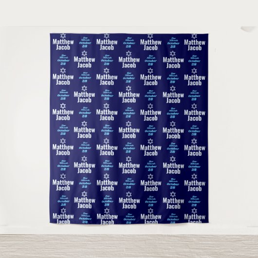 Bar Mitzvah Stap en Herhaal Feest Achtergrond Wandkleed (Voorkant)