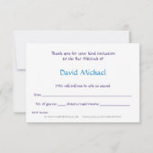 Bar Mitzvah Star de David RSVP carte postale (Dos)