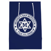 Bar mitzvah Star van David blue, elk kleurenmonogr Medium Cadeauzakje (Achterkant)