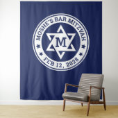 Bar mitzvah Star van David blue, elk kleurenmonogr Wandkleed (In situ)