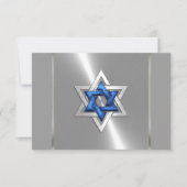 Bar Mitzvah Star van David Blue en Silver RSVP (Voorkant)