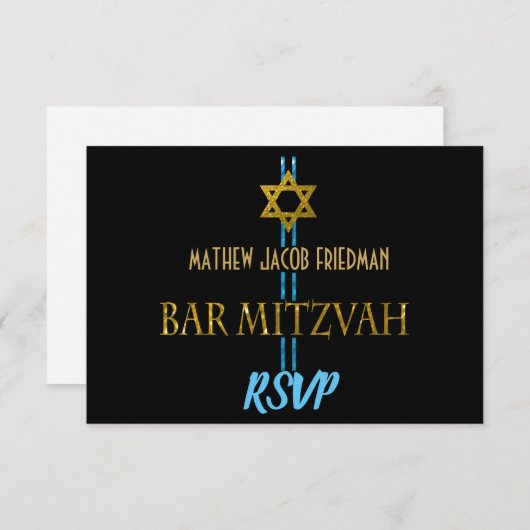 Bar Mitzvah Star van David RSVP (Voorkant / Achterkant)