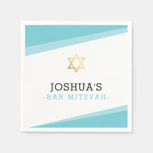 BAR MITZVAH ster eenvoudig modern turquoise blauw Servet