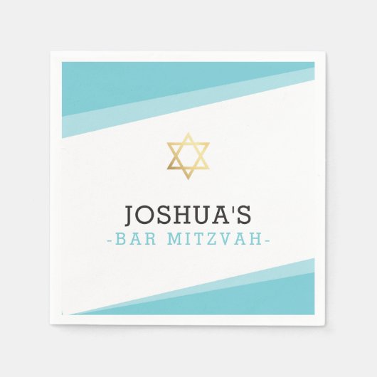 BAR MITZVAH ster eenvoudig modern turquoise blauw Servet (Voorkant)