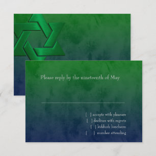 Bar Mitzvah Stylish Green Star van David Ombre RSVP Kaartje