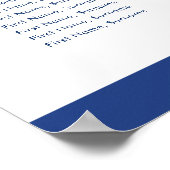 BAR MITZVAH TABEL PLAN 12 tafels koninklijk blauw  Poster (Hoek)