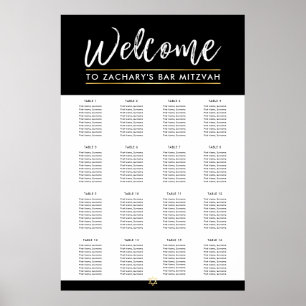 BAR MITZVAH TABEL PLAN 16 tabellen modern zwart Poster