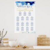 BAR MITZVAH TABEL PLAN gouden ster blauwe waterver Poster (Keuken)