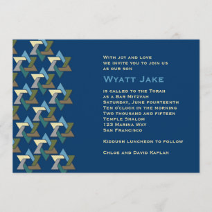 Bar Mitzvah Uitnodiging joodse sterren Blauw