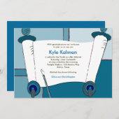 Bar Mitzvah Uitnodiging Kyle Torah Blue (Voorkant / Achterkant)