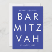 BAR MITZVAH Ultra Modern blauw wit QR CODE RSVP Kaart (Voorkant)
