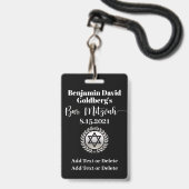 Bar Mitzvah VIP Lanyard BADGE (Arrière avec lanière)