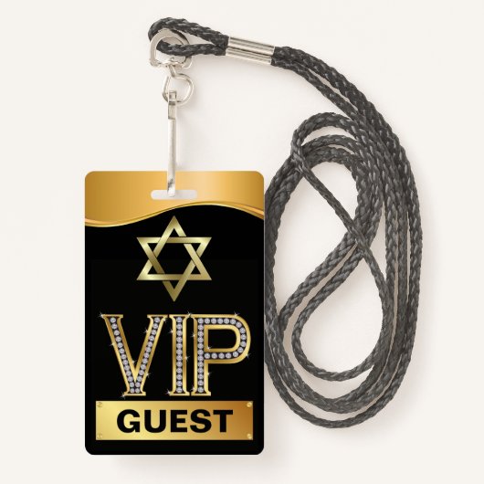 Bar Mitzvah VIP Lanyard BADGE - Bekijk terug (Voorkant met draagriem)