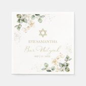 Bar Mitzvah Waterverf servetten | Vergulde eucalyp (Voorkant)