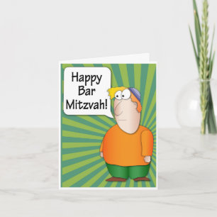 Bar Mitzvah wenskaart - Joods Jongenspersonage Kaart