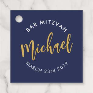 BAR MITZVAH wil moderne goudkalligrafie in de mari Bedankjes Labels