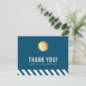 BAR MODERNE MITZVAH merci tache or bleu foncé (Debout devant)