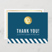 BAR MODERNE MITZVAH merci tache or bleu foncé (Devant / Derrière)