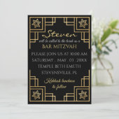 Bar of Bat Mitzvah Art Deco Kaart (Staand voorkant)