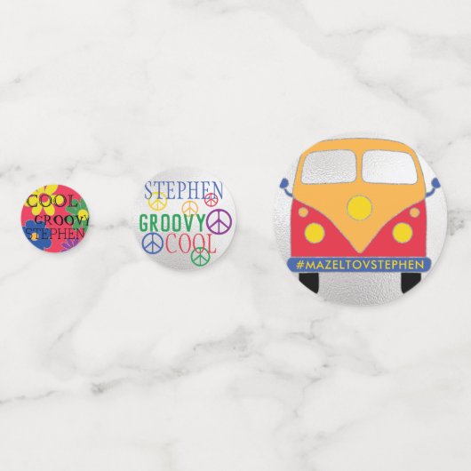 Bar of Bat Mitzvah Confetti Groovy Flowers (Achterkanten)